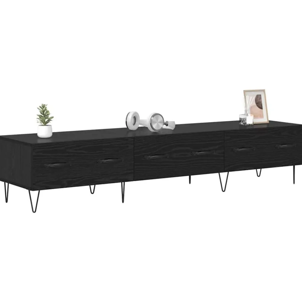 Meubles Tv-vidaXL Meuble TV Chêne noir 150 x 36 x 30 cm Bois d'ingénierie Chêne noir