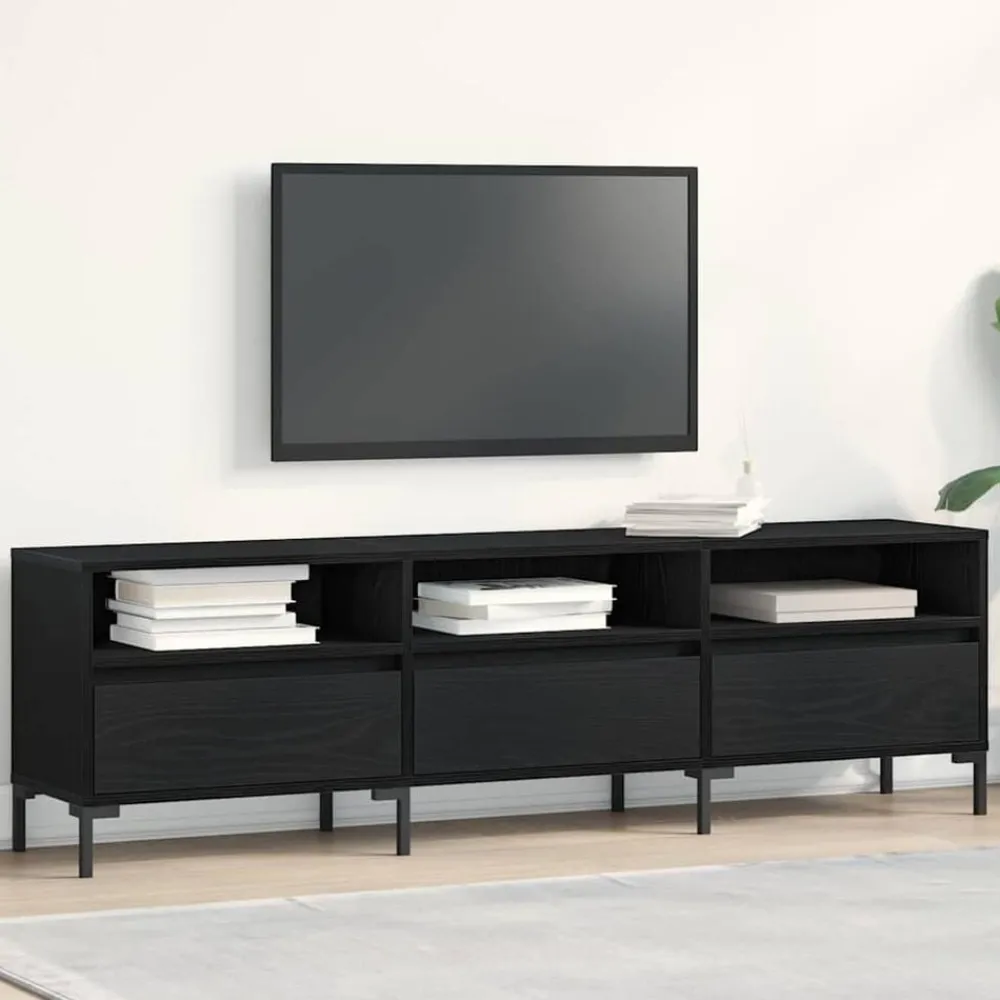 Meubles Tv-vidaXL Meuble TV Chêne noir 150 x 30 x 44,5 cm Bois d'ingénierie Chêne noir