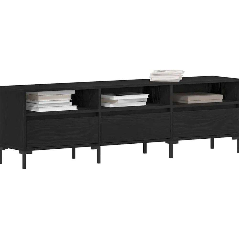 Meubles Tv-vidaXL Meuble TV Chêne noir 150 x 30 x 44,5 cm Bois d'ingénierie Chêne noir