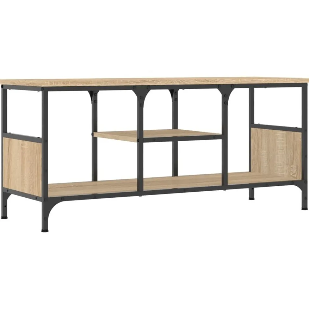 vidaXL Meuble TV chêne sonoma 100x35x45 cm bois d'ingénierie et fer