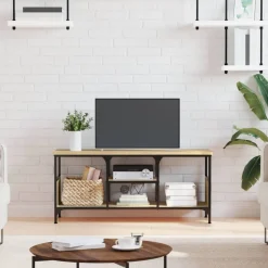 vidaXL Meuble TV chêne sonoma 100x35x45 cm bois d'ingénierie et fer