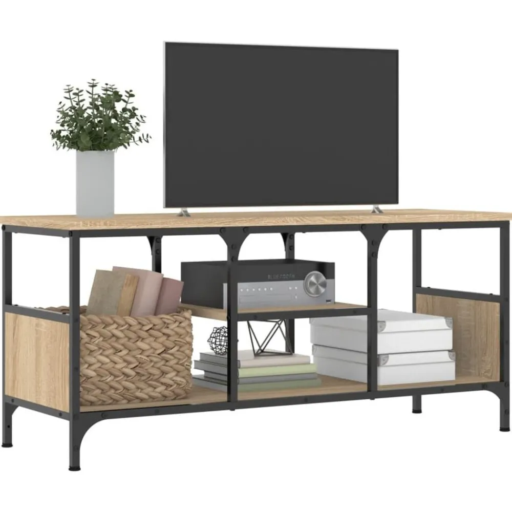 vidaXL Meuble TV chêne sonoma 100x35x45 cm bois d'ingénierie et fer
