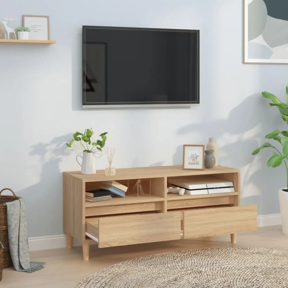 vidaXL Meuble TV chêne sonoma 100x34,5x44,5 cm bois d'ingénierie