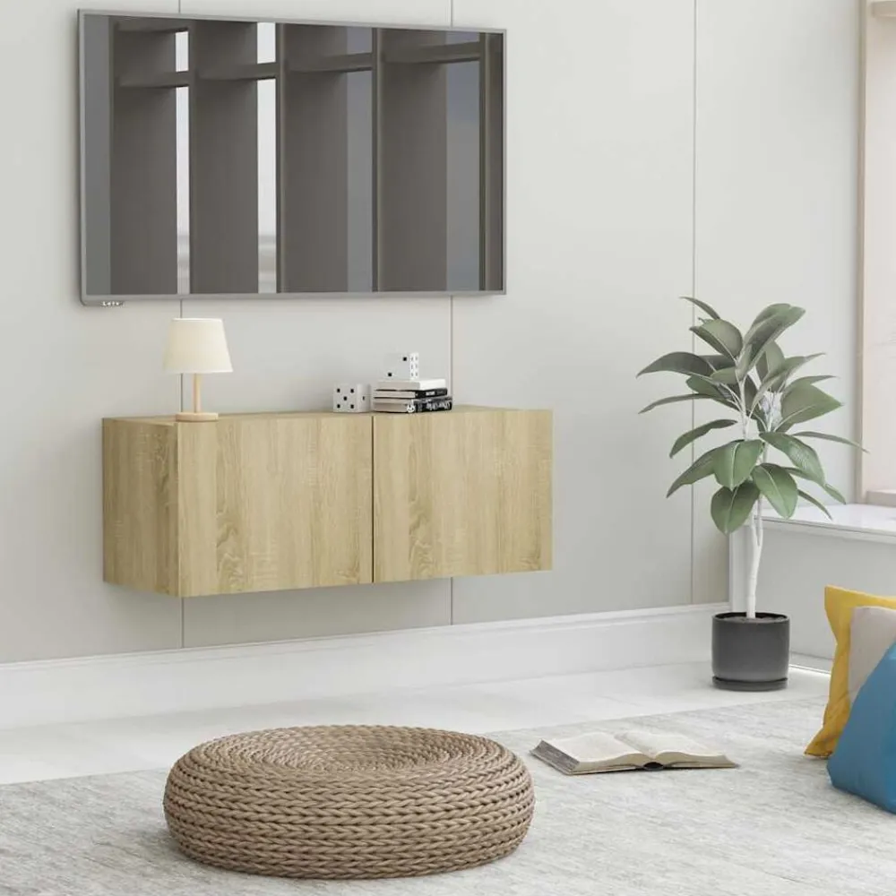 vidaXL Meuble TV Chêne sonoma 80x30x30 cm Bois d’ingénierie