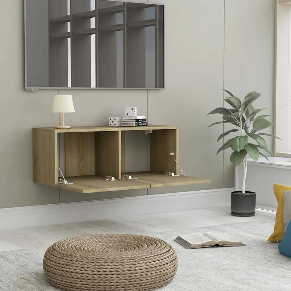 vidaXL Meuble TV Chêne sonoma 80x30x30 cm Bois d’ingénierie