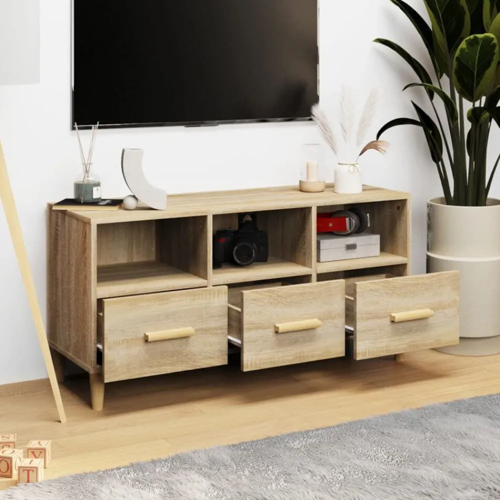 Meubles Tv-vidaXL Meuble TV Chêne sonoma 102x36x50 cm Bois d'ingénierie Chêne sonoma