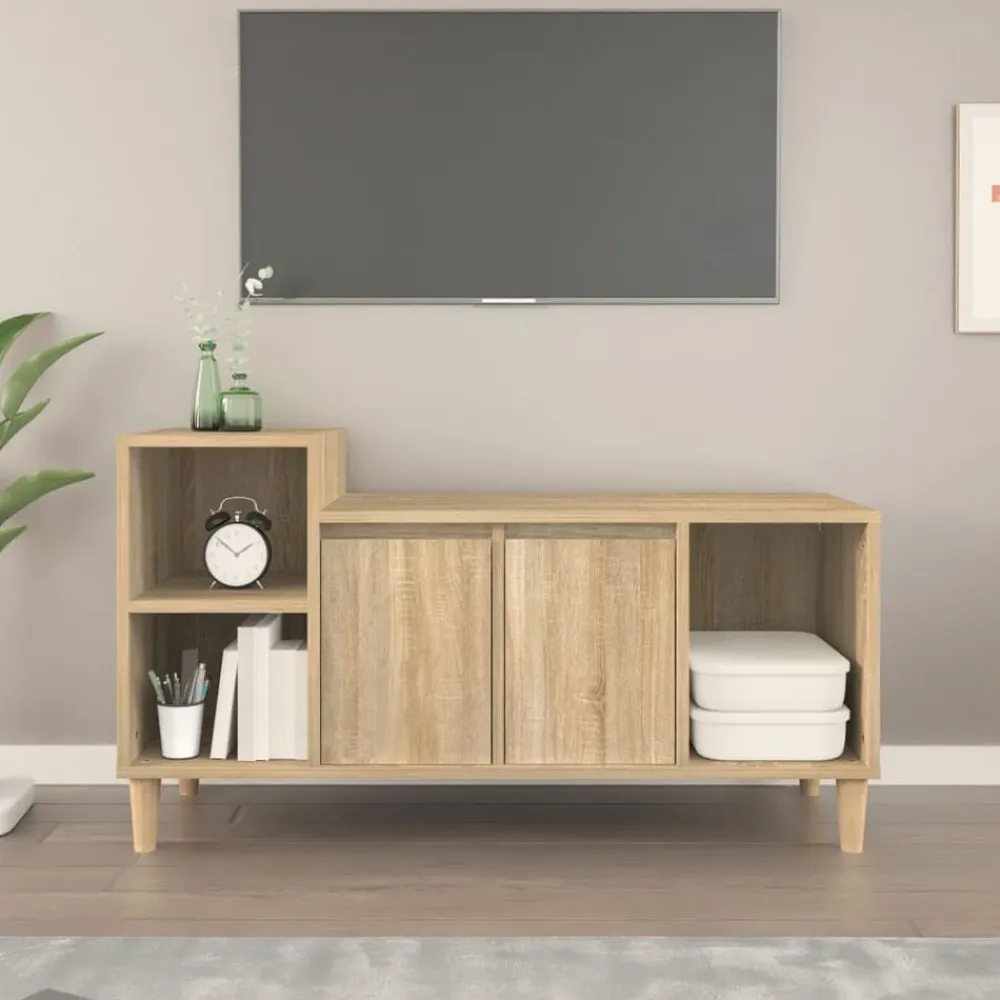 Meubles Tv-vidaXL Meuble TV Chêne sonoma 100x35x55 cm Bois d'ingénierie Chêne sonoma