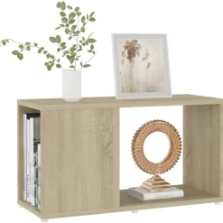 Étagères-vidaXL Meuble TV Chêne sonoma 60x24x32 cm Bois d'ingénierie Chêne sonoma