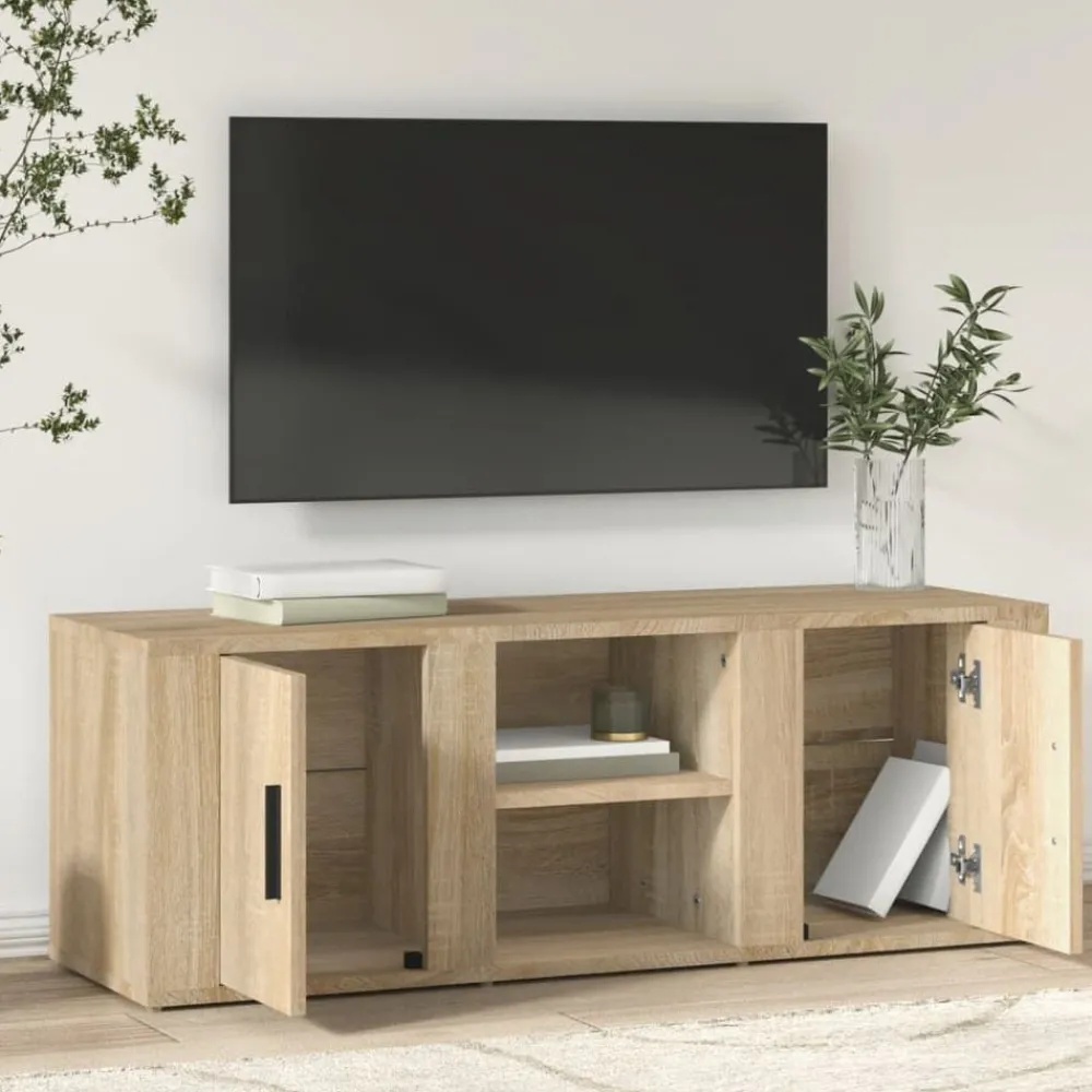 Meubles Tv-vidaXL Meuble TV Chêne sonoma 100x31,5x35 cm Bois d'ingénierie Chêne sonoma