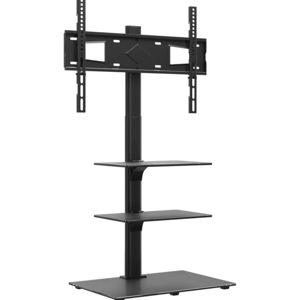 Appareils Électroniques-vidaXL Meuble TV d'angle 3 niveaux pour 32-65 pouces noir
