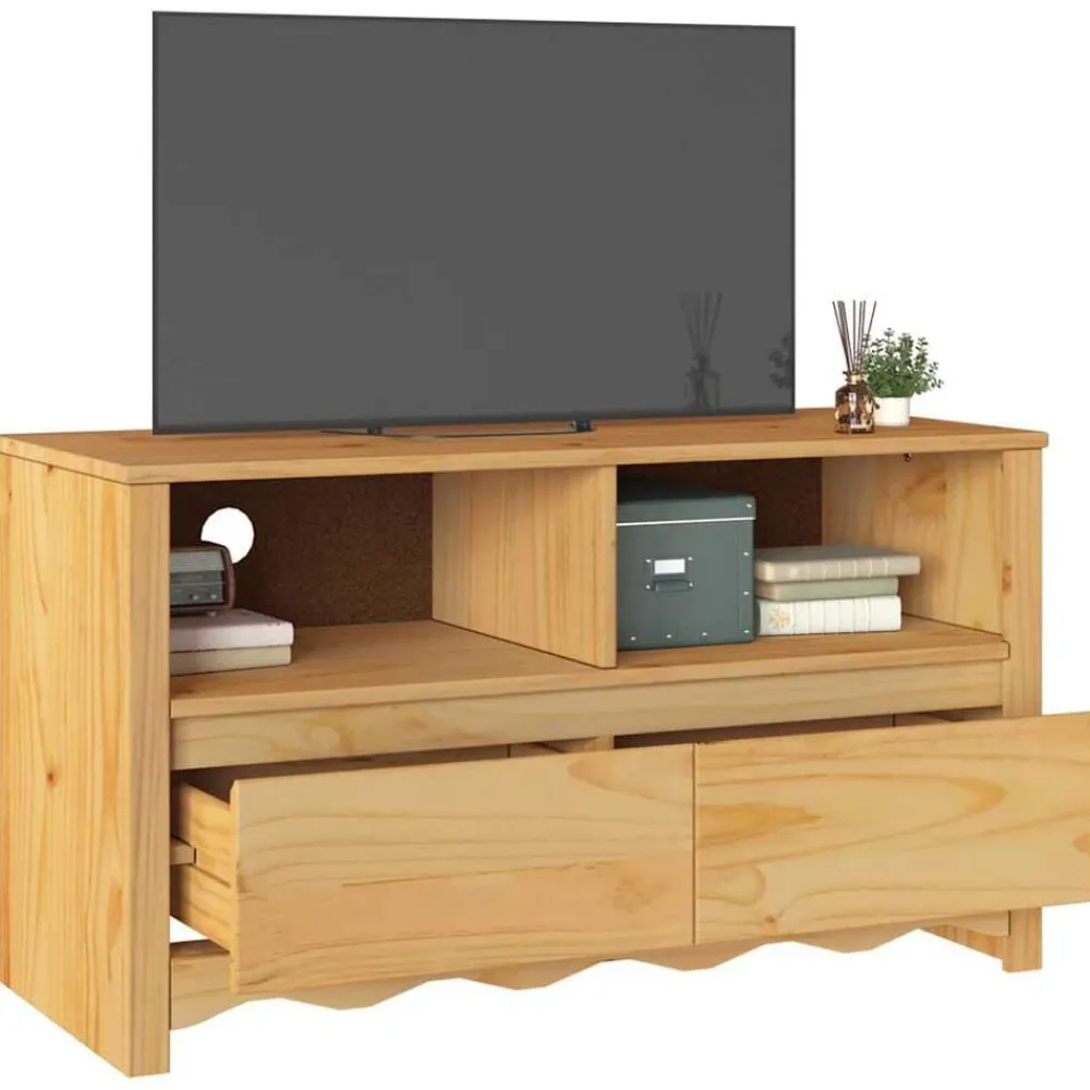 vidaXL Meuble TV Drammen Chêne 99 x 43 x 55 cm Bois de pin massif
