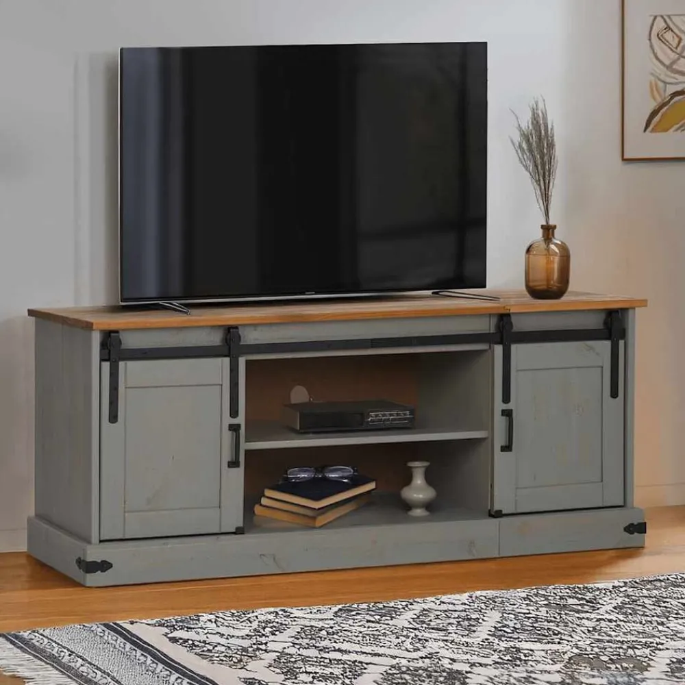Meubles Tv-vidaXL Meuble TV HALDEN 2 portes coulissantes 150x40x60 cm Gris