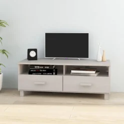 Meubles Tv-vidaXL Meuble TV HAMAR 106x40x40 cm Bois massif de pin Blanc