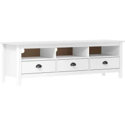 Meubles Tv-vidaXL Meuble TV Hill Range 158x40x47 cm Bois de pin solide Blanc