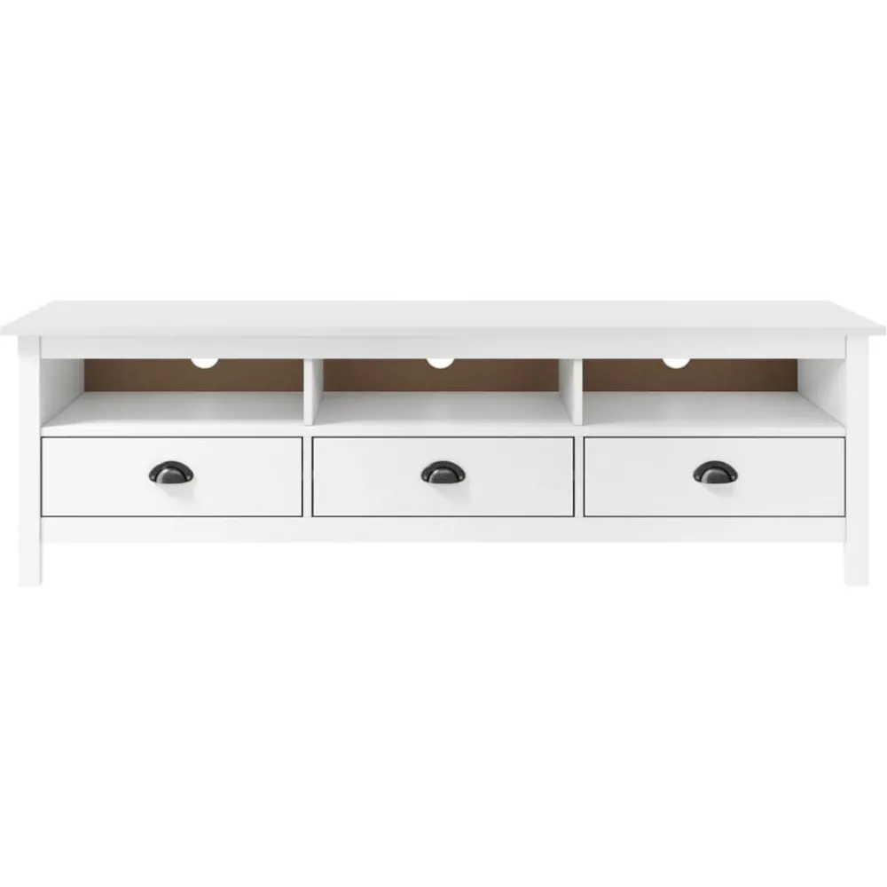 Meubles Tv-vidaXL Meuble TV Hill Range 158x40x47 cm Bois de pin solide Blanc
