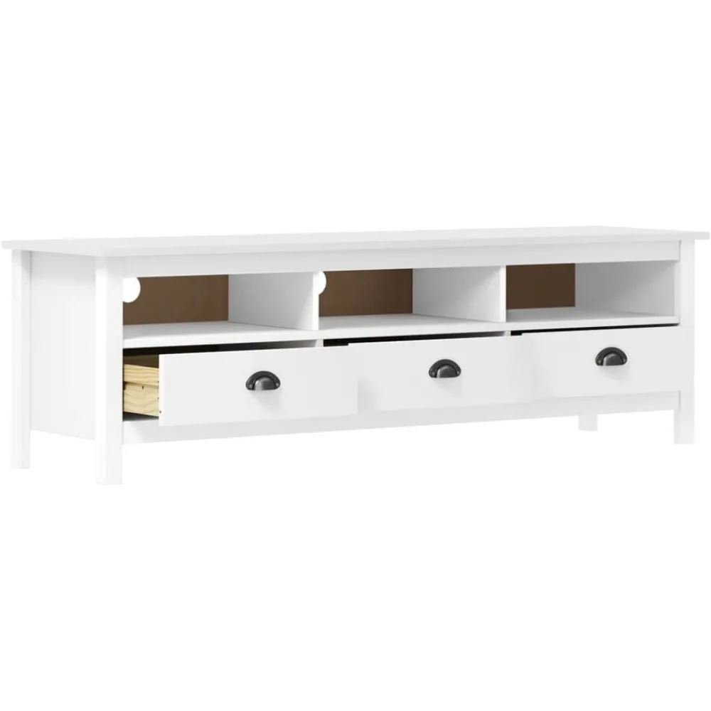 Meubles Tv-vidaXL Meuble TV Hill Range 158x40x47 cm Bois de pin solide Blanc