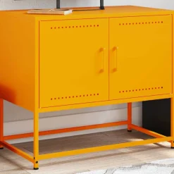 vidaXL Meuble TV moutarde 68,5x39x60,5 cm acier