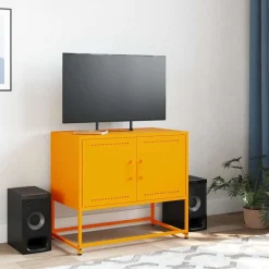 vidaXL Meuble TV moutarde 68,5x39x60,5 cm acier