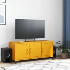 vidaXL Meuble TV moutarde 100,5x39x43,5 cm acier