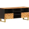 Meubles Tv-vidaXL Meuble TV marron et noir 100x33,5x46 cm bois massif de manguier