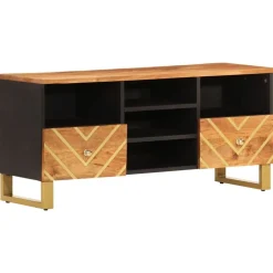 Meubles Tv-vidaXL Meuble TV marron et noir 100x33,5x46 cm bois massif de manguier