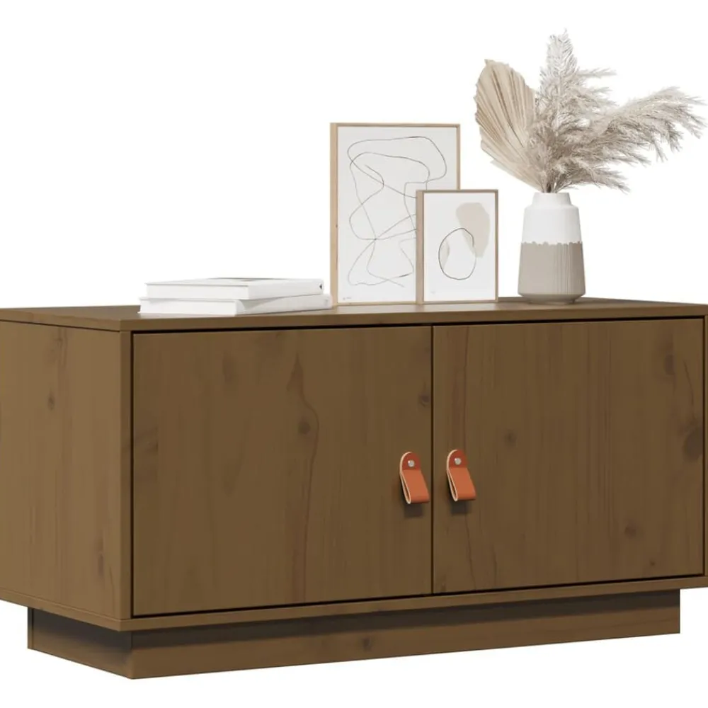 Meubles Tv-vidaXL Meuble TV 80x34x40 cm Bois de pin massif marron miel
