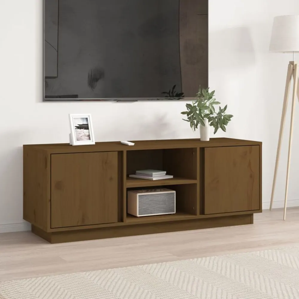 Meubles Tv-vidaXL Meuble TV 110x35x40,5 cm Bois de pin massif marron miel