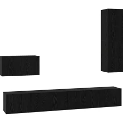 Meubles Tv-vidaXL Meuble TV mural 4 pcs Chêne noir Bois d'ingénierie Chêne noir
