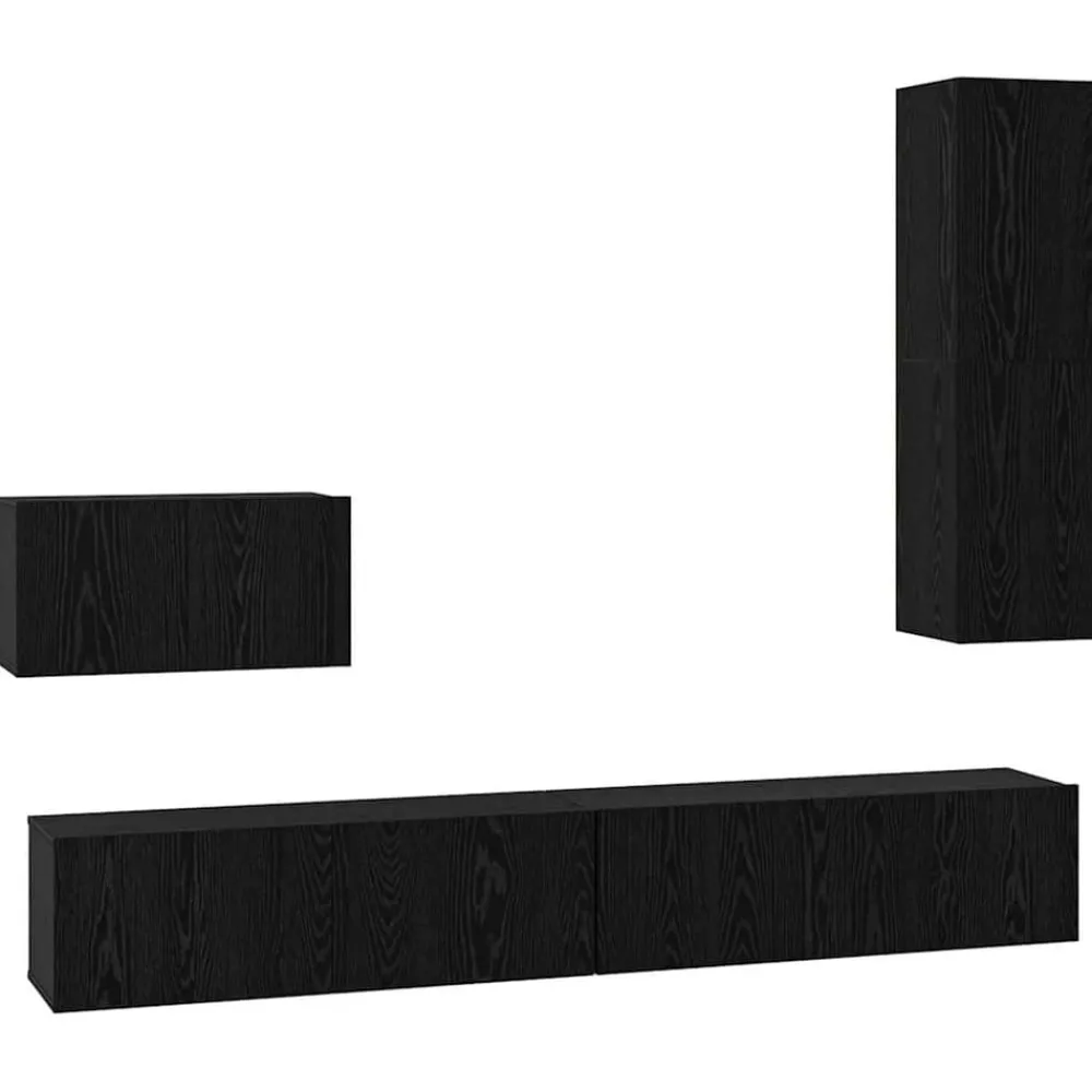 Meubles Tv-vidaXL Meuble TV mural 4 pcs Chêne noir Bois d'ingénierie Chêne noir