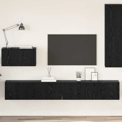 Meubles Tv-vidaXL Meuble TV mural 4 pcs Chêne noir Bois d'ingénierie Ch&ecirc;ne noir