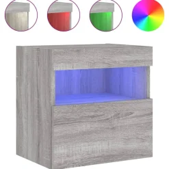 Meubles Tv-vidaXL Meuble TV mural avec lumières LED 40x30x40 cm Sonoma gris