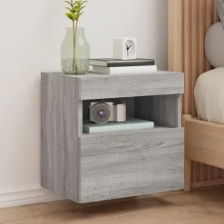 Meubles Tv-vidaXL Meuble TV mural avec lumières LED 40x30x40 cm Sonoma gris