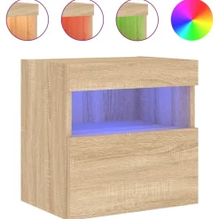 Meubles Tv-vidaXL Meuble TV mural avec lumières LED chêne sonoma 40x30x40 cm Chêne sonoma