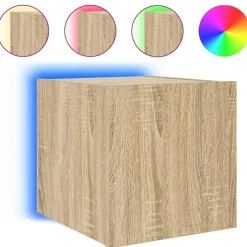 vidaXL Meuble TV mural avec lumières LED chêne sonoma 30,5x35x30 cm