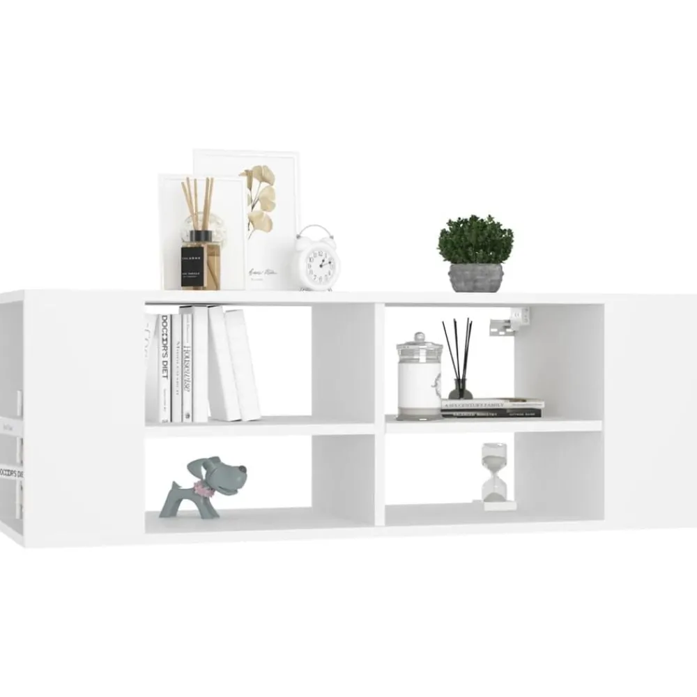 Meubles Tv-vidaXL Meuble TV mural 102x35x35 cm Bois d’ingénierie Blanc