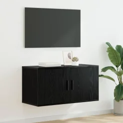 vidaXL Meuble TV mural Chêne noir 80 x 34,5 x 40 cm Bois d'ingénierie