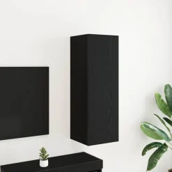 Meubles Tv-vidaXL Meuble TV mural Chêne noir 30,5 x 30 x 90 cm Bois d'ingénierie Ch&ecirc;ne noir