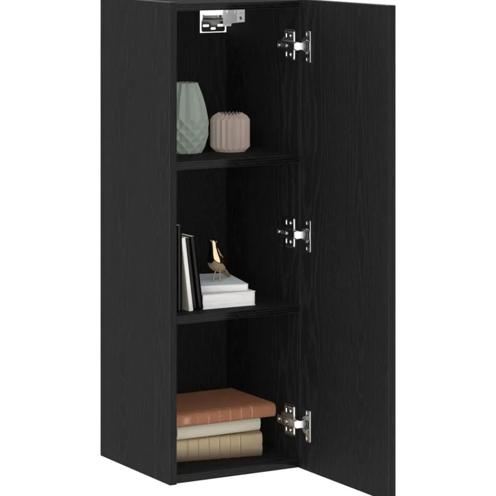 Meubles Tv-vidaXL Meuble TV mural Chêne noir 30,5 x 30 x 90 cm Bois d'ingénierie Chêne noir