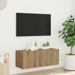 vidaXL Meuble TV mural chêne artisanal 80x30x30 cm bois d'ingénierie
