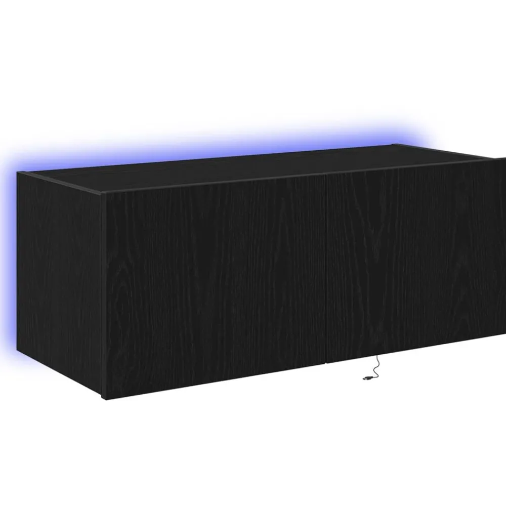 Meubles Tv-vidaXL Meuble TV mural Chêne noir 80 x 35 x 31 cm Bois d'ingénierie Chêne noir