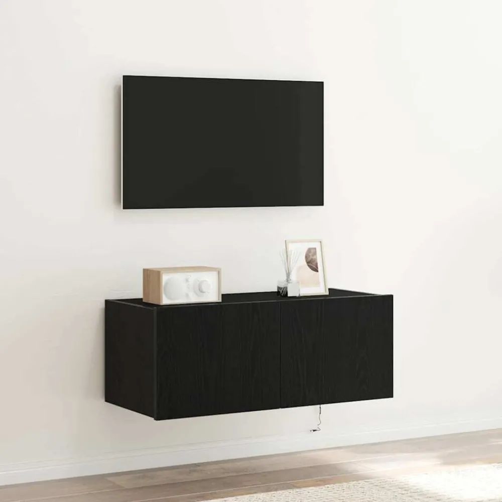 Meubles Tv-vidaXL Meuble TV mural Chêne noir 80 x 35 x 31 cm Bois d'ingénierie Chêne noir
