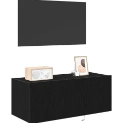 Meubles Tv-vidaXL Meuble TV mural Chêne noir 80 x 35 x 31 cm Bois d'ingénierie Chêne noir