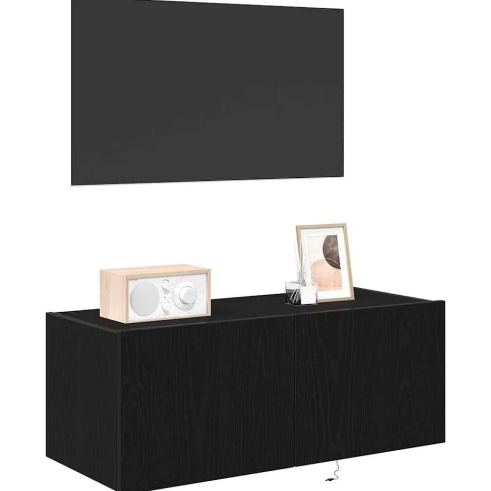 Meubles Tv-vidaXL Meuble TV mural Chêne noir 80 x 35 x 31 cm Bois d'ingénierie Chêne noir