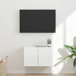 Meubles Tv-vidaXL Meuble TV mural Montage mural 59,5 x 31 x 40 cm Blanc brillant
