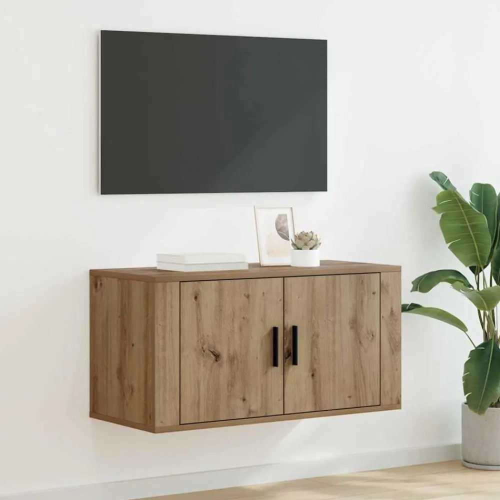 Meubles Tv-vidaXL Meuble TV mural Montage mural chêne artisanal 80 x 34,5 x 40 cm chêne artisanal