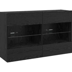 Meubles Tv-vidaXL Meuble TV mural Montage mural Chêne noir 98,5 x 30 x 60,5 cm Chêne noir