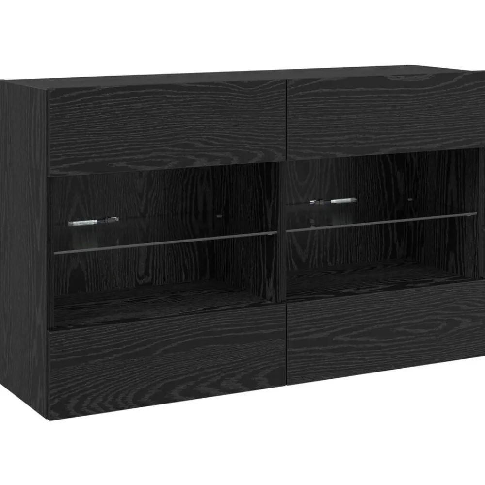 Meubles Tv-vidaXL Meuble TV mural Montage mural Chêne noir 98,5 x 30 x 60,5 cm Chêne noir