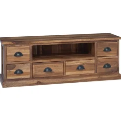 Meubles Tv-vidaXL Meuble TV Naturel 110 x 30 x 40 cm Bois de teck massif