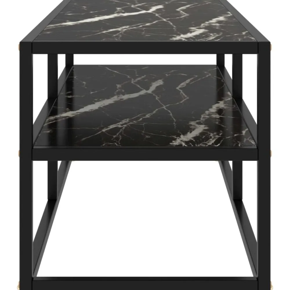 Meubles Tv-vidaXL Meuble TV noir avec verre marbre noir 100x40x40 cm marbre et noir