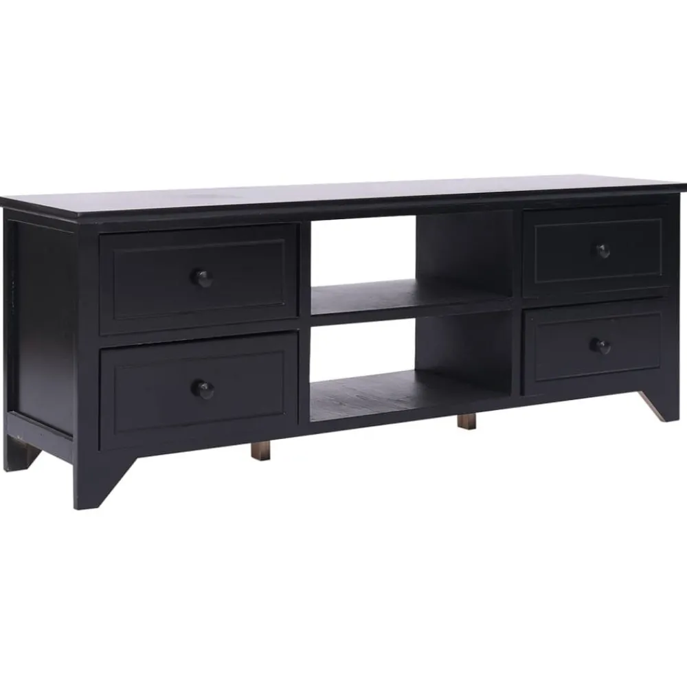 Meubles Tv-vidaXL Meuble TV 108x30x40 cm Bois de Paulownia solide Noir
